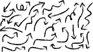 Hand drawn sketchy arrow shapes in various directions on white background vector