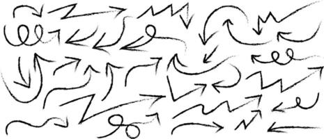 Hand drawn arrows collection on white background for direction and movement vector