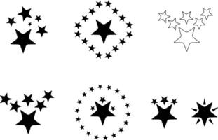 Various black star shapes for graphic design and decorative elements vector