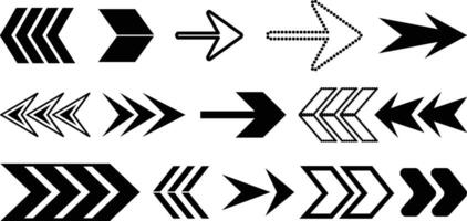 Diverse collection of black and white arrow icons directional design elements vector