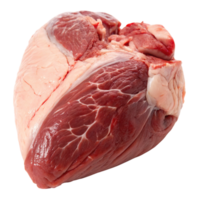 A raw beef heart isolated on transparent background shows muscle detail png