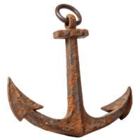 An old rusty metal anchor isolated on transparent background png