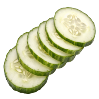 Slices of fresh cucumber isolated on transparent background png