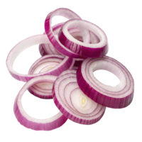 A stack of sliced red onion rings isolated on transparent background png