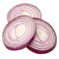 Three red onion slices isolated on transparent background png