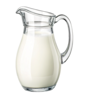 Glass pitcher of fresh white milk isolated on transparent background png