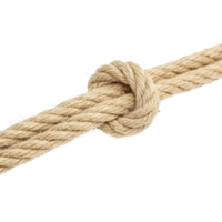 Closeup of a tied rope knot isolated on transparent background png