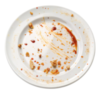 An empty dirty plate isolated on transparent background png