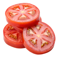Stack of fresh red tomato slices isolated on transparent background png