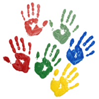 Colorful handprints isolated on transparent background png