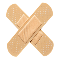 Two beige adhesive bandages crossed isolated on a white background png