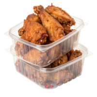 Two containers of fried chicken wings isolated on transparent background png