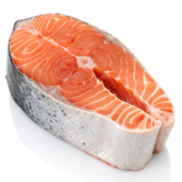 A raw salmon steak isolated on transparent background for cooking png