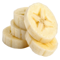 A stack of fresh banana slices isolated on transparent background png