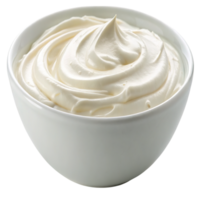 A bowl of smooth white whipped cream isolated on transparent background png