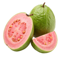 A sliced guava and a whole guava isolated on transparent background png