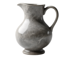Elegant Grey Ceramic Pitcher with Handle and Spout png