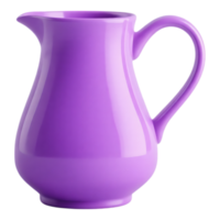 A Smooth, Glossy Purple Ceramic Pitcher Isolated on Transparent Background png