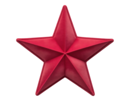 Red, 3D Five-Pointed Star Isolated on Transparent Background png