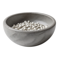 White beans in a gray ceramic bowl on transparent background png