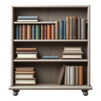 A neatly organized bookshelf filled with a variety of books png