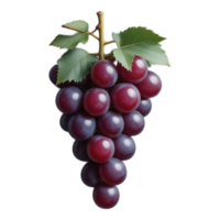 A cluster of ripe, red grapes with green leaves on a transparent background png
