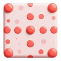 3D Render of Pink Square with Coral Dots png