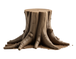 Detailed View of a Tree Stump with Visible Roots png