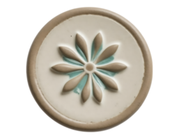 Close-up of a decorative ceramic tile with a floral design png