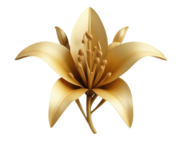 Exquisite 3D Render of a Golden Lily Blossom png