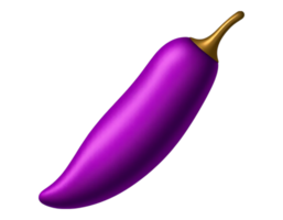 3D Render of a Purple Chili Pepper with Gold Stem png