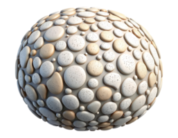 Spherical Composition of Smooth, Rounded Pebbles in 3D Rendering png