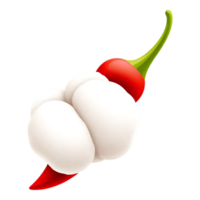 3D Render of a White and Red Chili Pepper png