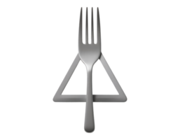 Fork resting inside a triangle png