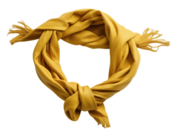 Mustard yellow scarf knotted, isolated on a transparent backdrop. png