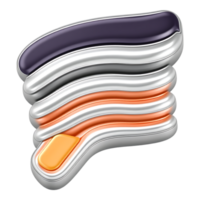 Abstract 3D Layered Swirl Shape with Metallic and Orange Accents png