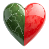 Two-Toned Heart with Green and Red Sections png