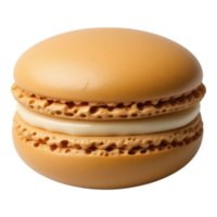 Delicious Caramel Macaron with Cream Filling on a Transparent Background png