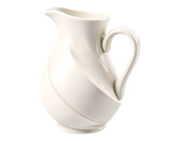 White ceramic pitcher with spiral design and handle png