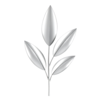 Silver Leaf Sprig with Glossy Finish png