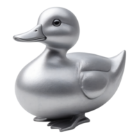 Silver Duck Statue with Reflective Surface png