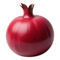 Close-up of a perfectly ripe, red pomegranate fruit, isolated on transparent background png