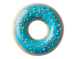 Delicious Turquoise Iced Donut with Colorful Sprinkles png
