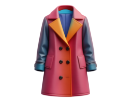 Colorful Double-Breasted Coat with Gradient and Color Block Design png