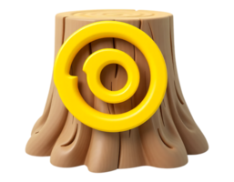 3D Tree Stump with Yellow Swirl Icon png
