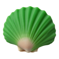 Green Scallop Shell with Ridged Texture png