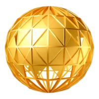 Golden Geometric Sphere with Triangular Facets png