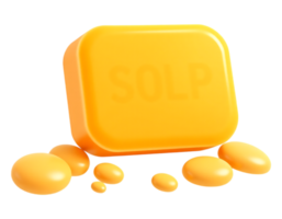 3D Cartoon Soap with SOLP Lettering and Scattered Pills png