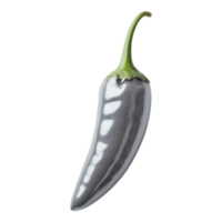 3D Render of a Shiny Metallic Chili Pepper with Green Stem png