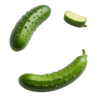 Fresh Cucumbers Whole and Sliced Isolated on a Transparent Background png